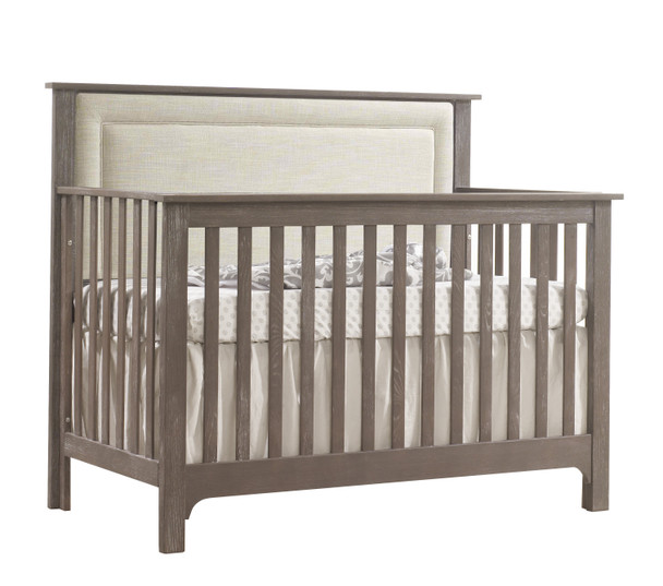 NEST Emerson Collection 4 in 1 Convertible Crib in Owl with Upholstered Panel in Talc
