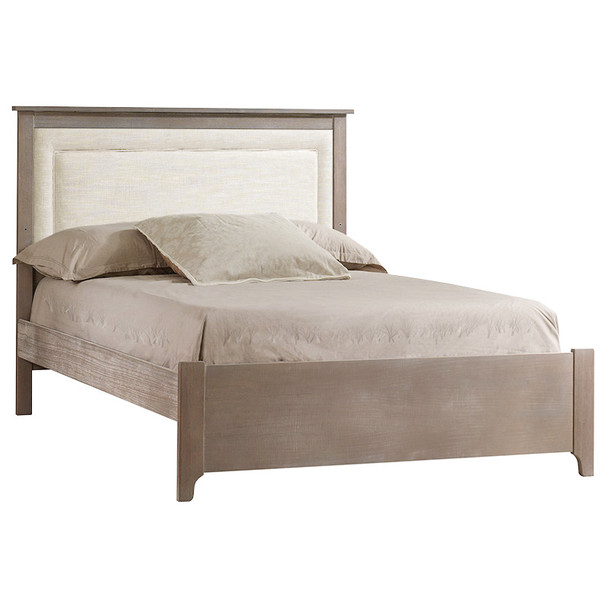 NEST Emerson Collection Double Bed 54" with Low profile footboard, rails & upholstered Panel Talc in Sugar Cane