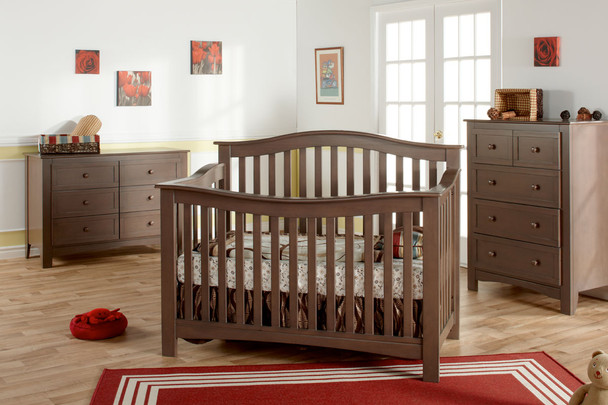 Pali Bolzano 3 Piece Nursery Set - Crib, Double Dresser, Five Drawer Dresser in Earth
