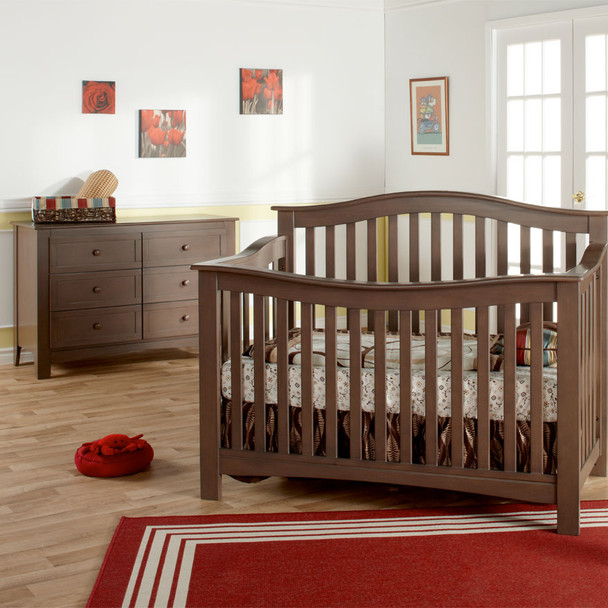 Pali Bolzano 2 Piece Nursery Set - Crib, Double Dresser in Earth