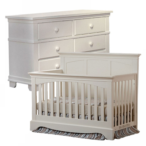 Pali Torino 2 Piece Nursery Set - Crib, Double Dresser in White