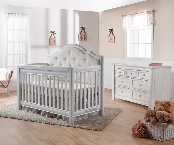 Pali Cristallo 2 Piece Nursery Set in Vintage White - Crib, Double Dresser