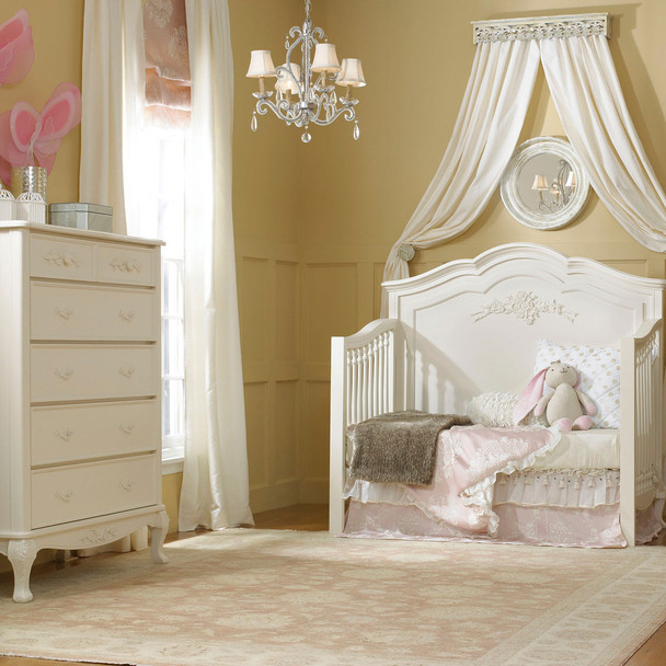 Dolce Babi Angelina 2 Piece Nursery Set in French Vanilla Crib, 5 Drawer