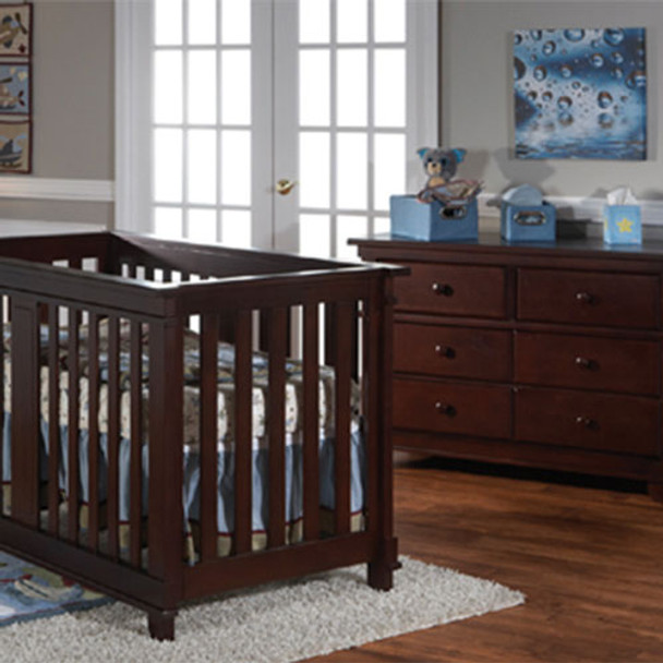 Pali Lucca 2 Piece Nursery Set Crib and Double Dresser in Mocacchino