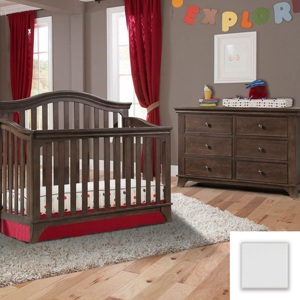 Stella Baby & Child Kensington 2 Piece Nursery Set in White - Crib and Double Dresser