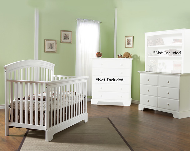 Pali Alba 2 Piece Nursery Set in White - Forever Crib, Volterra Double Dresser