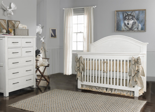 Dolce Babi Lucca 2 Piece Nursery Set Crib and 7 Drawer Dresser in Sea Shell