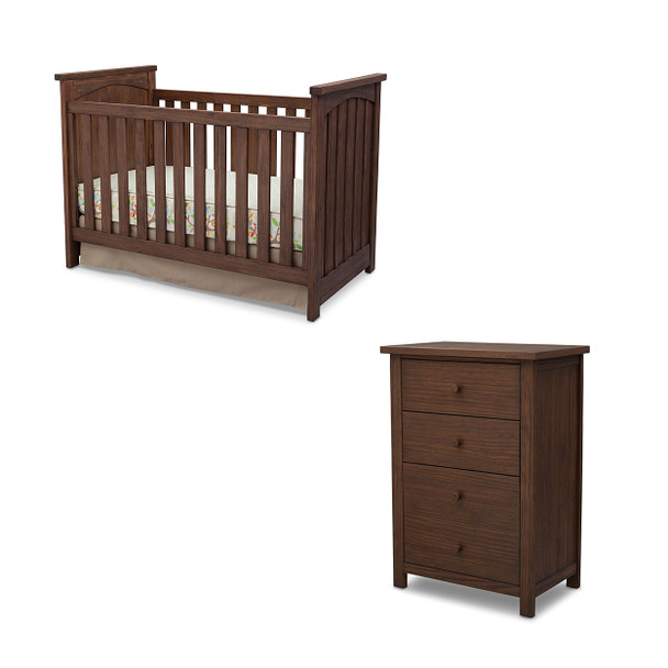 Serta Northbrook 2 Piece Nursery Set 3 in 1 Crib and 3 Drawer Dresser in Rustic Oak