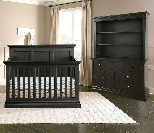 Westwood Pine Ridge 3 Piece Nursery Set in Black with Crib, DD, and Hutch