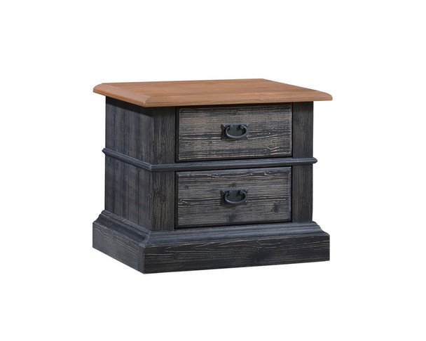 Natart Cortina Nightstand in Black Chalet/Cognac