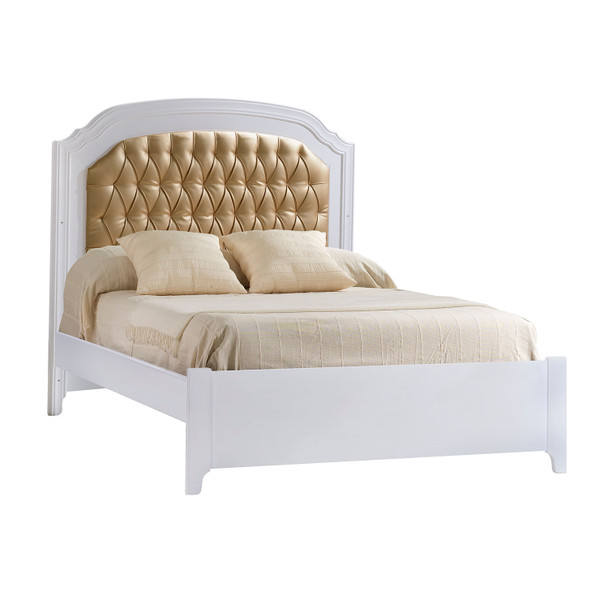 Natart Allegra Gold Double Bed with Low Profile Headboard in White