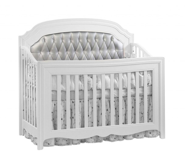 Natart Allegra Gold Collection Convertible Crib in White with Silver Panel