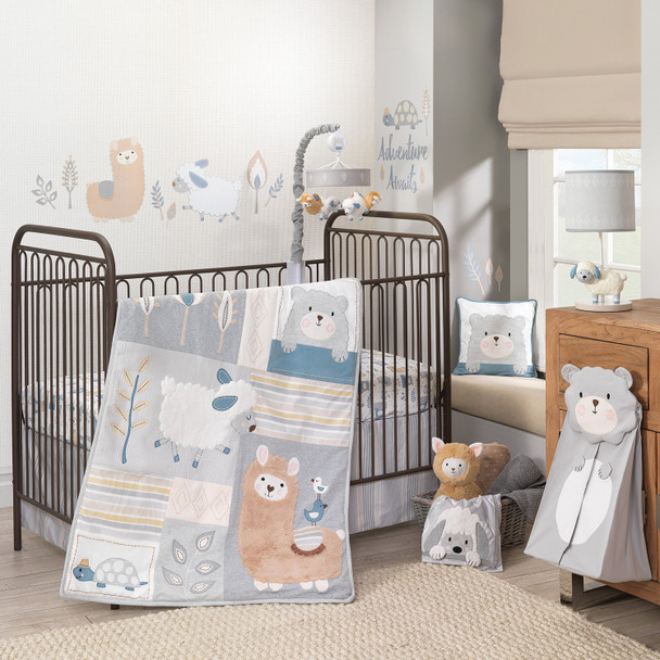 Lambs & Ivy Little Llama Collection 4-Piece Bedding Set