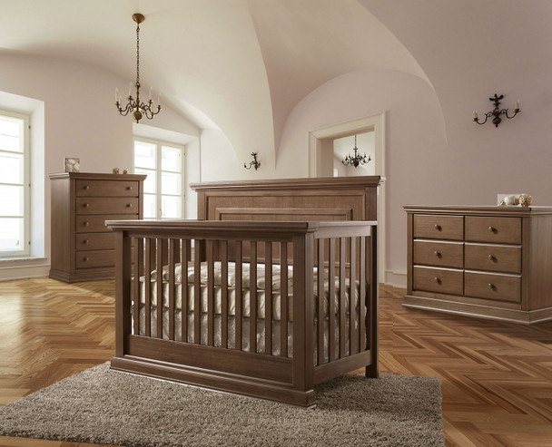 Pali Modena Collection 3 Piece Nursery Set in Distressed Desert- Crib, Double Dresser, 5 Drawer Dresser