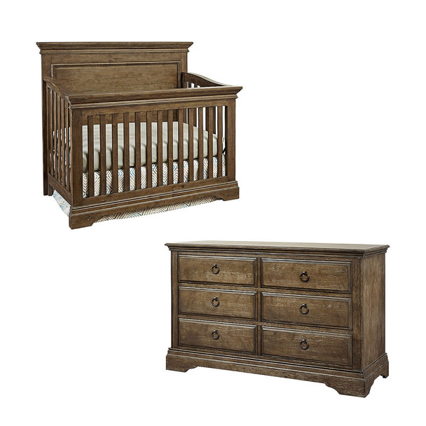 Westwood Riley Collection 2 Piece Nursery Set Crib and Double Dresser in Almond