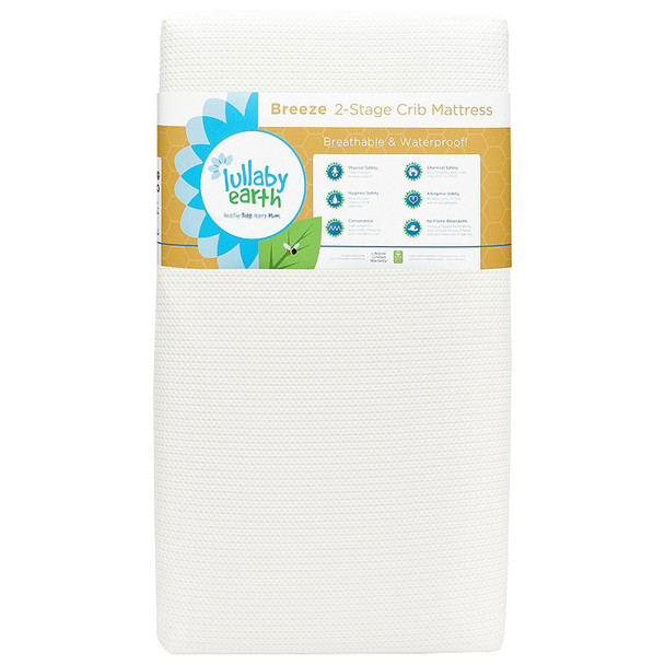 Lullaby Earth Breeze 2 in Stage Crib Mattress in White by Naturepedic