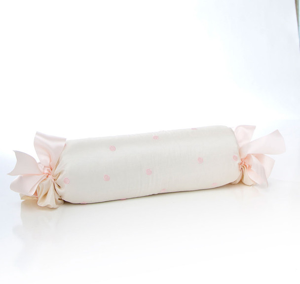 Glenna Jean Charlotte Roll Pillow in Pink Dot Embroidery