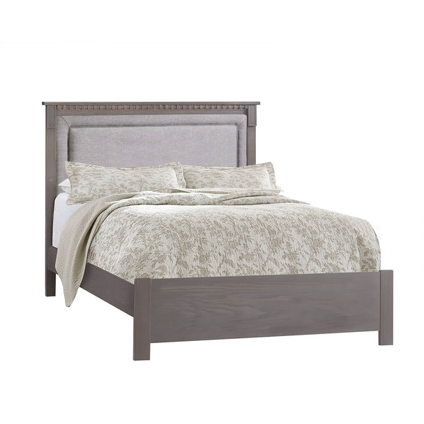 Natart Ithaca Collection Double Bed 54" in Grigio with Low profile footboard, rails & upholstered Panel in Fog