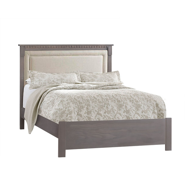 Natart Ithaca Collection Double Bed 54" in Grigio with Low profile footboard, rails & upholstered Panel in Talc