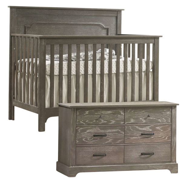 Nest Emerson Collection 2 Piece Nursery Set Crib and Double Dresser in Grigio