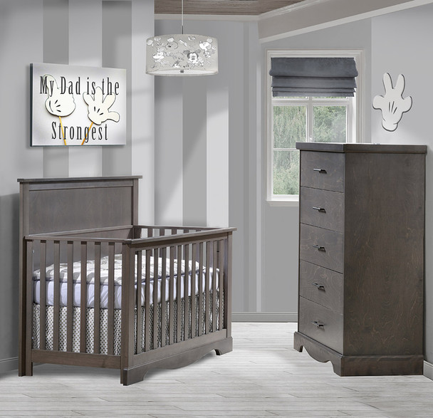 NEST Matisse Collection 2 Piece Nursery Set Crib and 5 Drawer Dresser in Grigio