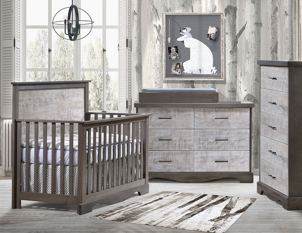 NEST Matisse Collection 3 Piece Nursery Set in Grigio and White Bark