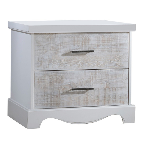NEST Matisse Collection Nightstand in White and White Bark