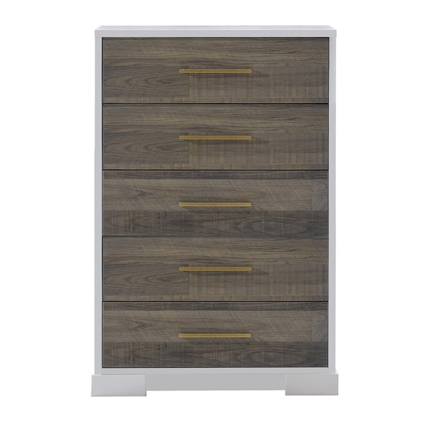 NEST Vibe Collection 5 Drawer Dresser in White and Brown Bark