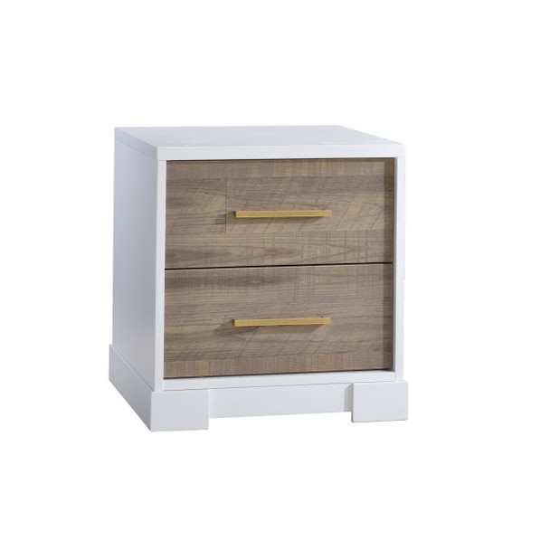 NEST Vibe Collection Nightstand in White and Brown Bark