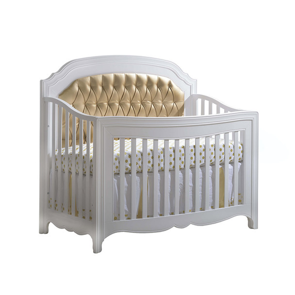 Natart Allegra Gold Convertible Crib with Gold Tufted Panel