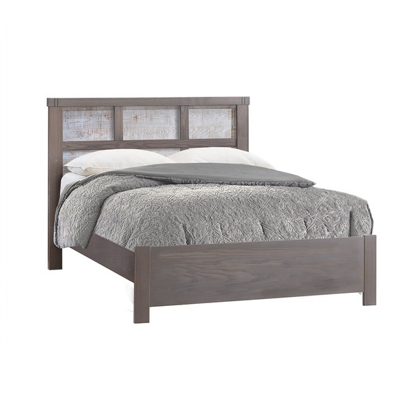 Natart Rustico Moderno Collection Double Bed 54" with Low profile foot board & rails in Grigio and White Bark