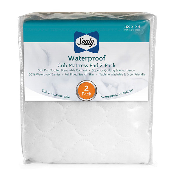 Kolcraft Sealy Waterproof, 2 pack, Crib Mattress Pad in Quilted Waterproof