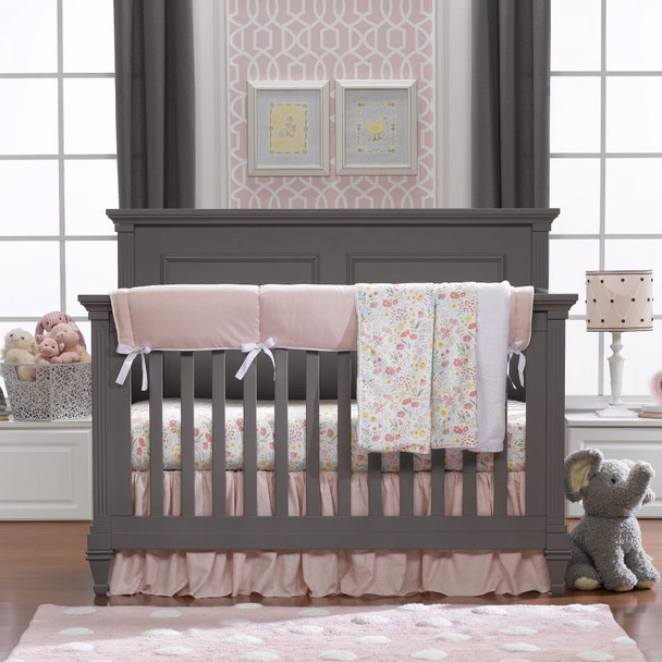 Liz and Roo Petal Pink Linens Bumperless Crib Bedding 4-Piece Set