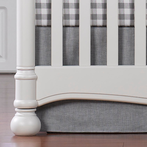 Liz and Roo Gray Crosshatch Crib Skirt 17" Drop