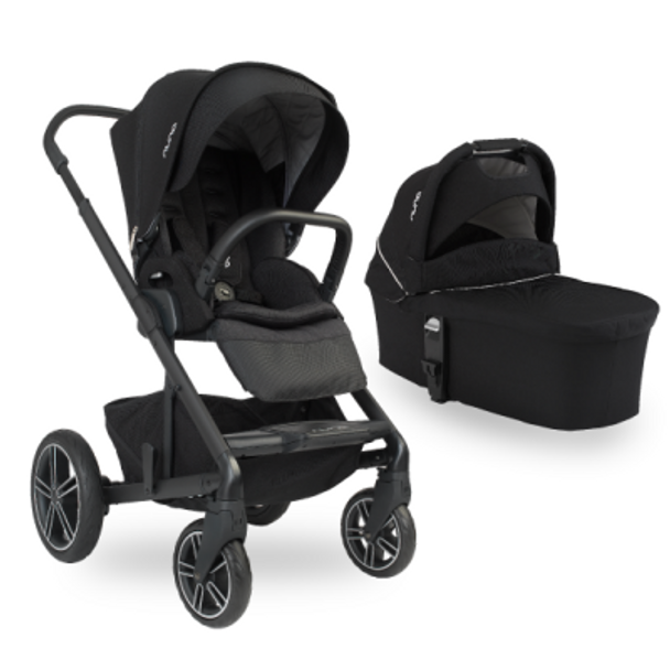 Nuna MIXX2 Series Stroller and MIXX Bassinet in Caviar