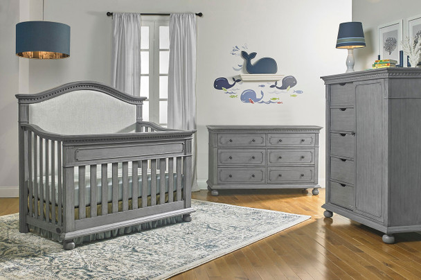 Dolce Babi Naples Upholstered 3 Piece Nursery Set in Nantucket Grey