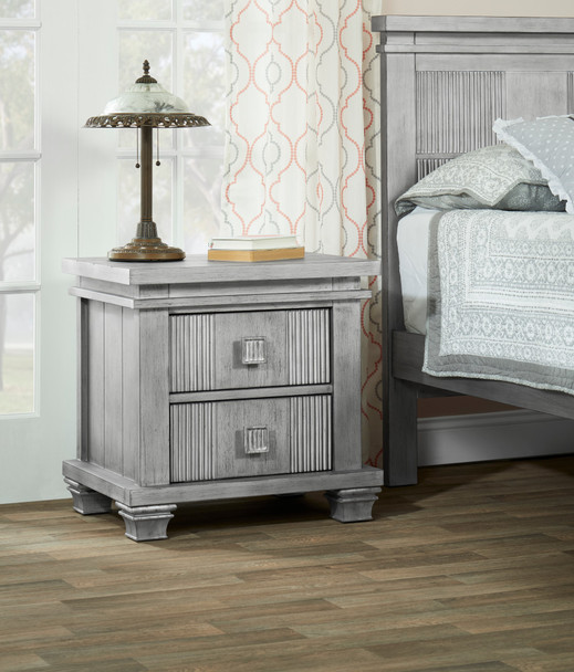 Soho Baby Mayfield 2-Drawer Nightstand in Antique Silver
