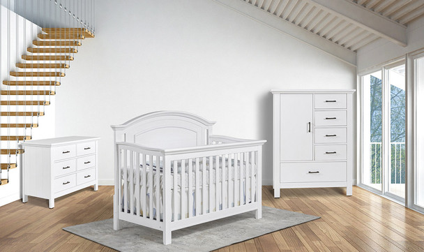 Fawn Baby Yosemite 3 Piece Nursery Set - Arch Crib in Vintage White