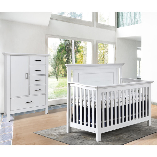 Fawn Baby Yosemite 2 Piece Nursery Set - Flat Top Crib and Chifferobe in Vintage White