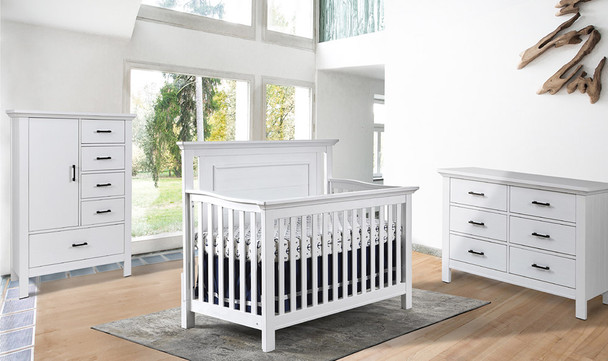 Fawn Baby Yosemite 3 Piece Nursery Set - Flat Top Crib in Vintage White