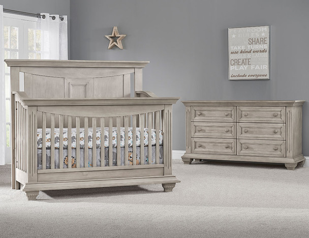 Oxford Baby Lakeville 2 Piece Nursery Set with Crib & Double Dresser in Stone Wash