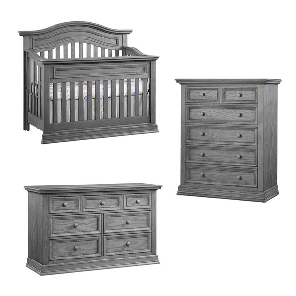 Oxford Baby Glenbrook Collection 3 Piece Nursery Set in Graphite Gray