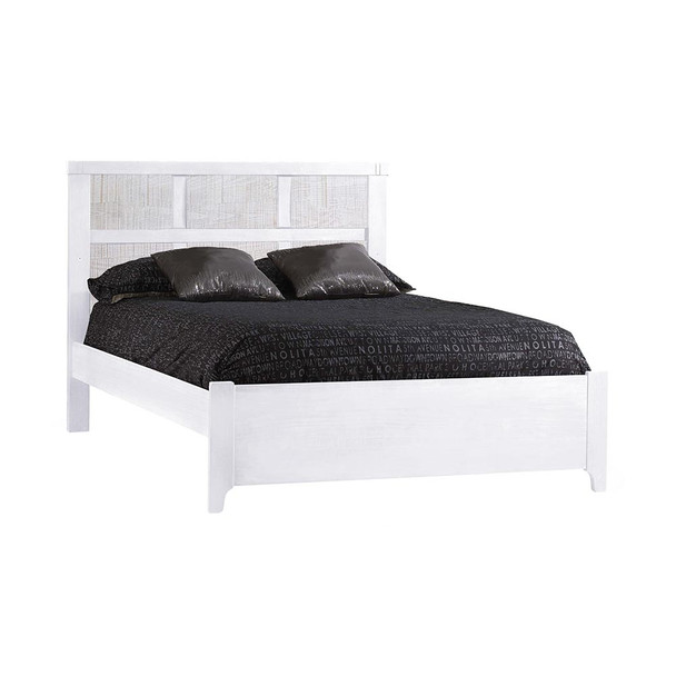 Natart Rustico Moderno Double Bed 54" with Low profile footboard & rails in White and White Bark