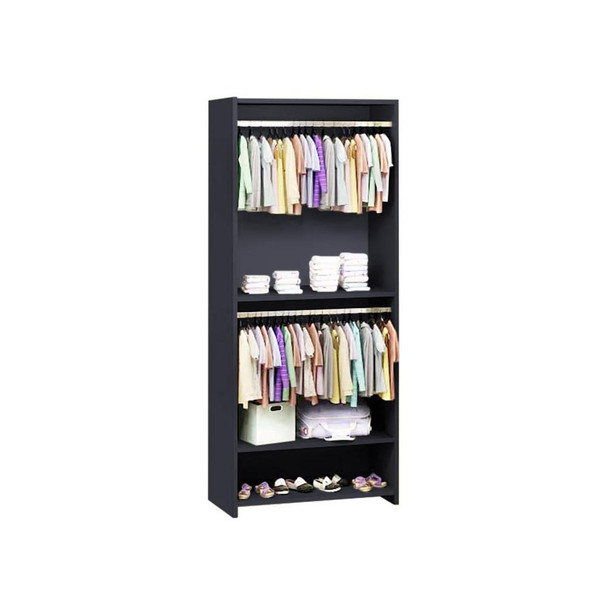 Natart Convertible Wardrobe System (included 3 shelves & 2 hanging rods) in Graphite