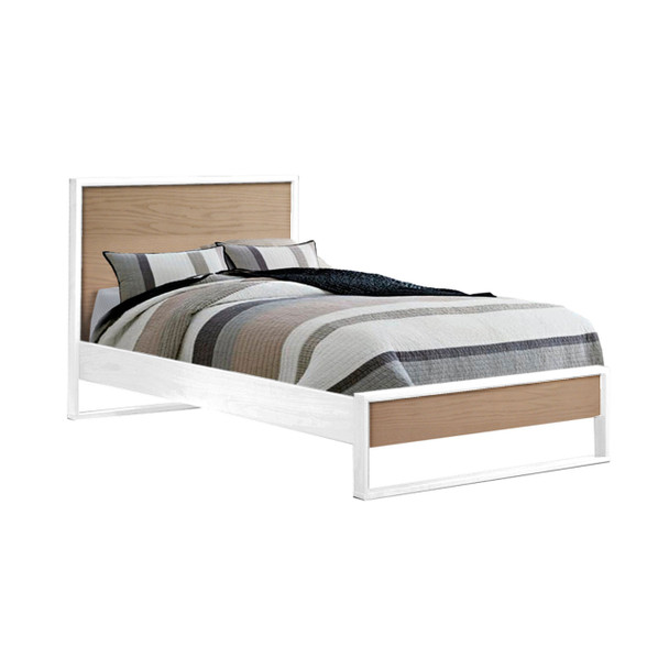 Natart/NEST Twin Bed 39" (w/rails)  in White/Natural Oak