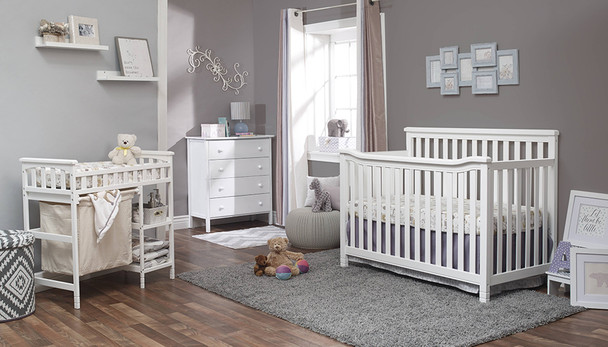 Sorelle Palisades Room (4 In 1 Crib, 4 Dr Dresser, And Dressing Table W/ Hamper) in White