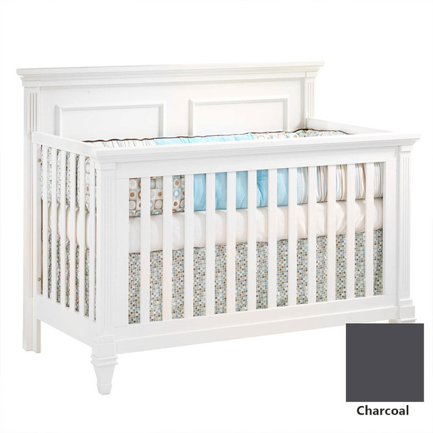 Natart Belmont 3 Piece Nursery Set in Charcoal - Convertible Crib, 5 Drawer, and Double Dresser