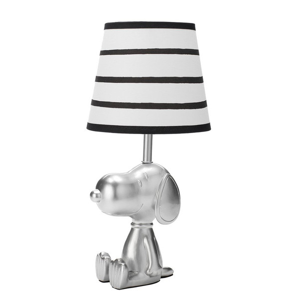 Lambs & Ivy Classic Snoopy Lamp w/Shade & Bulb - Silver