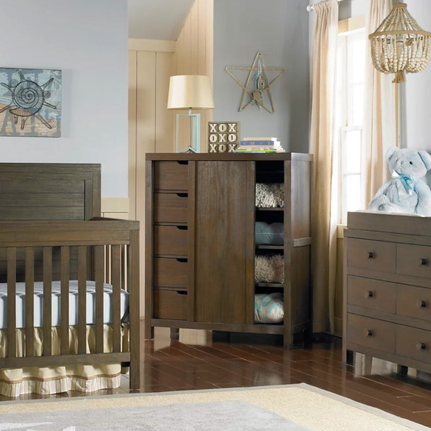 Ti Amo Killington 2 Piece Nursery Set - Full Panel Crib and Double Dresser in Weathered Brown