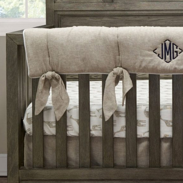 Liz and Roo Flax Linen Blend Crib Rail Cover with Flax Linen Knot Ties (sewn in)